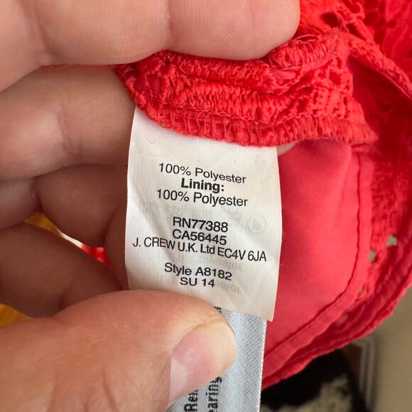 J.Crew Sheath Lace Overlay Dress Red Floral Round Neck Back Zip Sleeveless Sz 12 - Picture 4 of 7